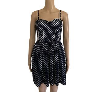 American Rag Polka Dot Navy Blue Bustier Mini Dress Juniors Size M Pockets